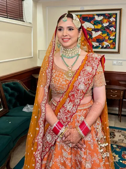 The final look with the dupatta set. The colors are so vibrant and joyful.