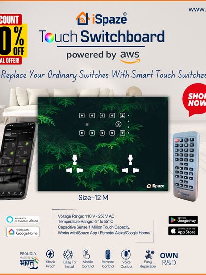 For larger requirements, the 12-module switchboard offers extensive control, perfect for main living areas or home offices, with options for custom prints.