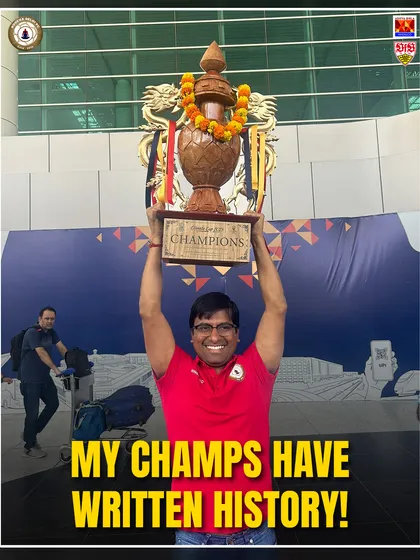 "My champs have written history!" A proud moment for me, Anuj Gupta, as I hold the Climate Cup trophy. When our players fulfill their dreams on the field, it feels like our own dreams are coming true.