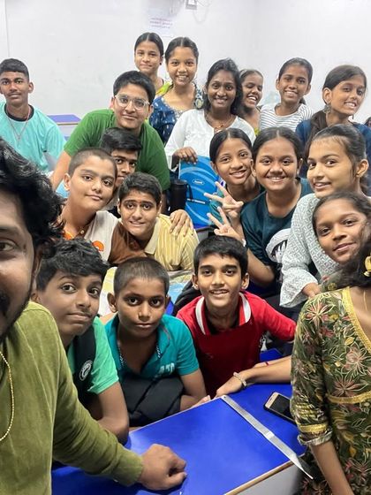 Navratri Day 9, 2023: Peacock Green. A happy group photo with my students.