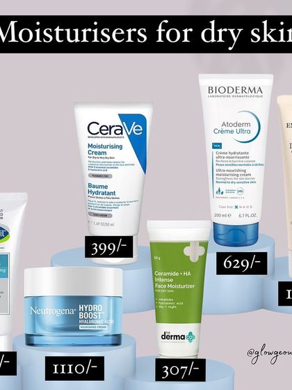 If you have dry skin, you need a moisturizer that provides intense hydration. This image features a range of products with ingredients like ceramides and hyaluronic acid, designed to repair the skin barrier and lock in moisture.