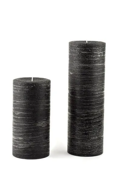 A look at my premium black pillar candles, which feature a unique textured finish. These are a popular choice for modern event decor and restaurants looking for something bold and different.