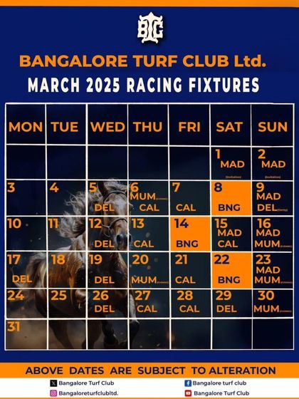 The official racing fixtures for March 2025. Plan your visits as the winter season comes to a close.