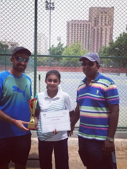Congratulations to Shradha Chhabra, winner of the Girls Under 16 AITA Tournament held at our academy, seen here with our coaches.
