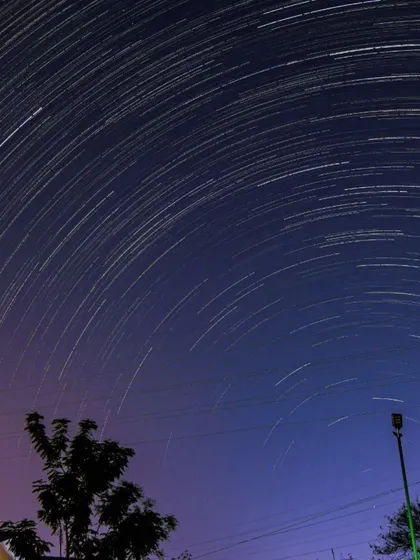 The magic of star trails captured around the North Star, Polaris, during one of our camps. This long exposure photograph shows the Earth's rotation against a backdrop of countless stars.