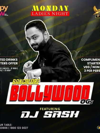 A poster for a Monday Ladies' Night at Happy Brew, showing my versatility in playing at different venues throughout the week.