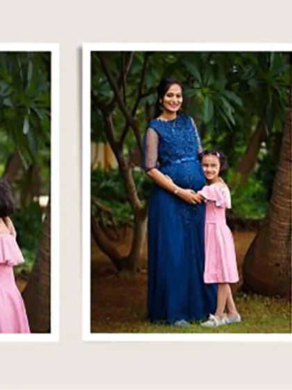 A heartwarming photo of a mother-to-be with her daughter during an outdoor maternity session. Capturing the bond between a mother and her first child before the new baby arrives is always a special moment.