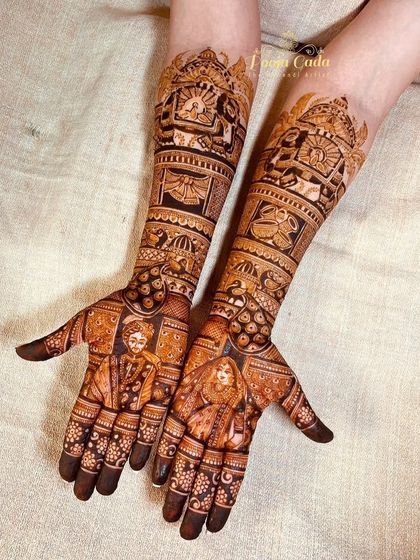 The full view of the bride and groom's mehendi, a perfect pair for a perfect couple.