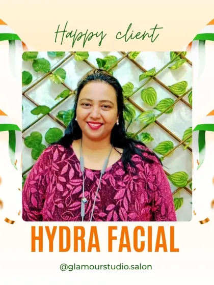 A beaming client, thrilled with the results of her Hydra Facial. That smile is our biggest compliment.