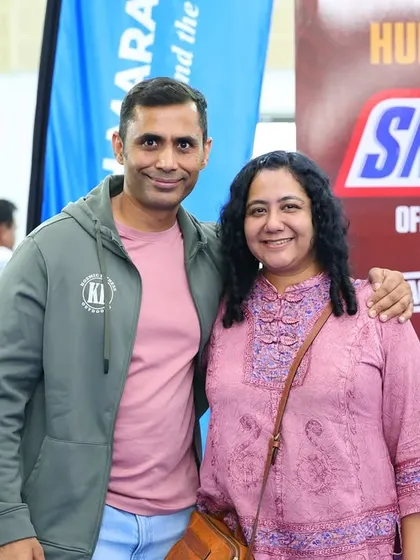 Connecting with the community and sponsors at the Ladakh Marathon expo. It's all part of the race experience.