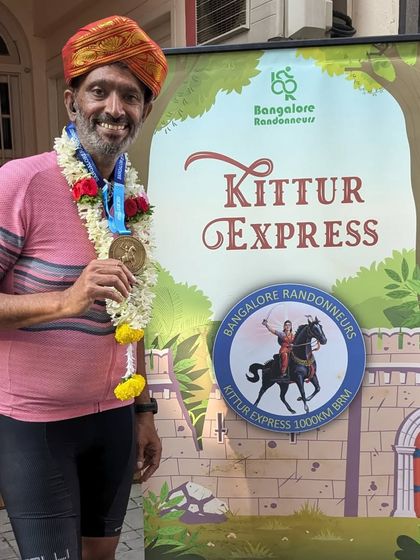 Another proud finisher of the Kittur Express 1000K. Seventeen riders battled through every challenge to conquer this signature brevet, proving their incredible endurance.