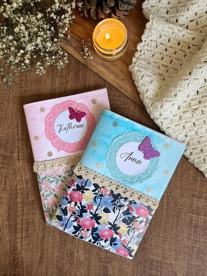 I created these customized journals for a client whose daughters were moving abroad. They're filled with prompts and activities to help them document their journey and navigate the transition smoothly.