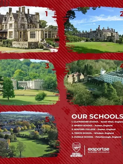 A visual tour of the stunning school campuses in England that host the Arsenal Football Development summer program.