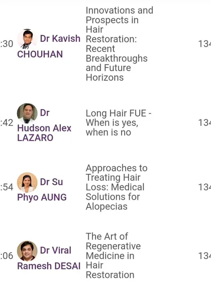 The session schedule for IMCAS Asia, showing my talk alongside other world-renowned experts.
