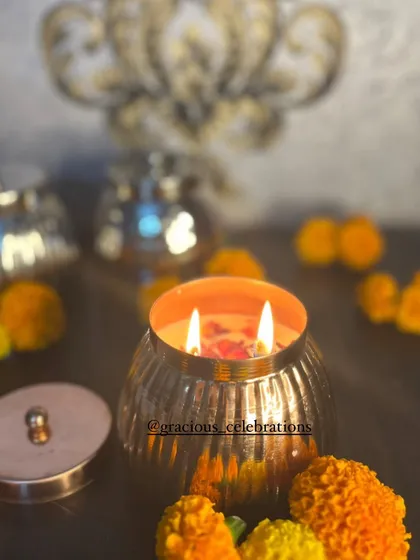 Our beautiful Matki candle is perfect for the festive season. It has a burn time of 90 hours and the brass matki can be reused, making it a gift that lasts.