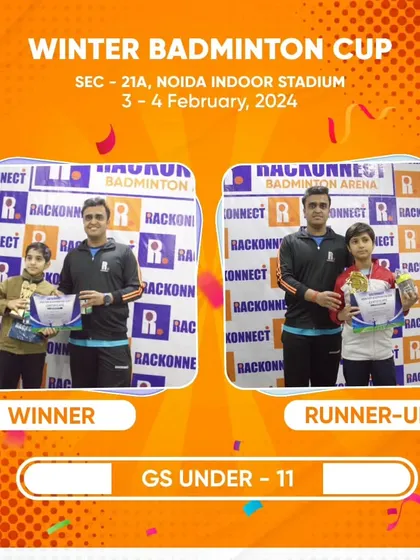 Celebrating the winners and runners up of the Girls Singles Under 11 category at our Winter Badminton Cup in Noida. We believe in recognizing and encouraging young talent.