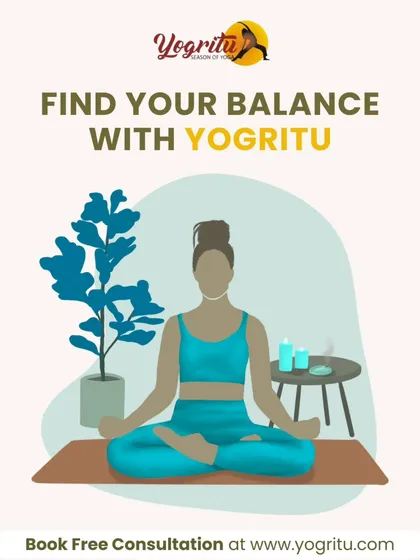 Find your balance with Yogritu. This graphic illustrates the calm and centeredness that yoga brings. My online classes are available for all age groups, from kids to seniors, anywhere in the world.