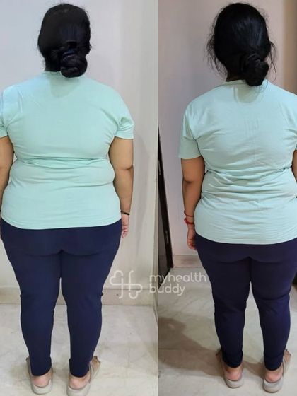 This client achieved this amazing transformation despite having a wedding in the family and two pre-scheduled trips. She proved that you can navigate social events and travel by making mindful choices without depriving yourself.