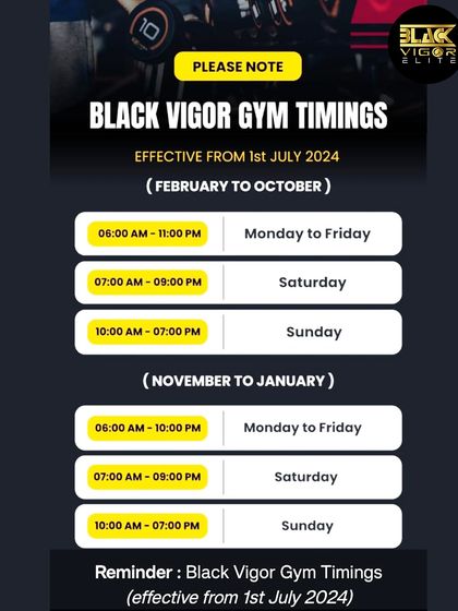 Please note our updated gym timings, effective from July 1st, 2024. We've adjusted our hours to better fit your schedule.