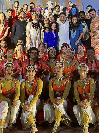 The entire cast and crew of a grand wedding event. A huge thank you to our dancers, clients, and the TD team for making it a success.
