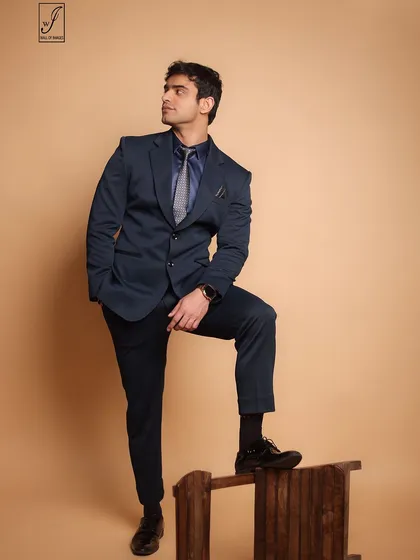 A slight variation in pose, with the model looking off-camera, suggesting a more candid, thoughtful moment.