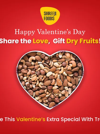 Share the love, gift dry fruits. This Valentine's Day, make it extra special with a heart-shaped box of my nutritious and delicious mixed nuts.