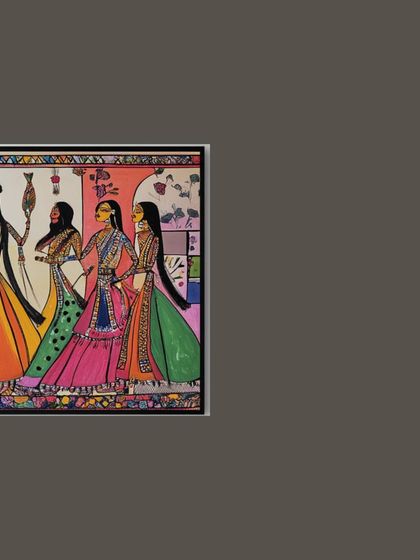 This image showcases a vibrant Madhubani art piece from Mithila, Bihar. By integrating these intricate, traditional paintings into modern interiors, I create spaces that are unique, beautiful, and full of story.