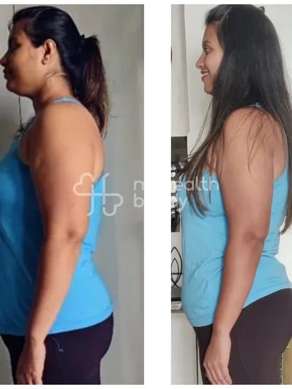 Another side view of Ishani's transformation.