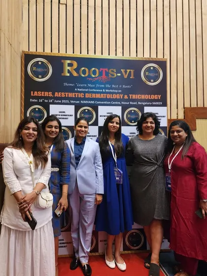 Connecting with fellow women in dermatology at the ROOTS-VI trichology conference. Sharing knowledge and supporting one another helps us all provide better care for our patients' hair and skin health.