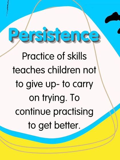 We teach persistence by encouraging practice. Our drills and games show children that it's okay to not get it right the first time and that continuing to try is how you get better and achieve your goals.