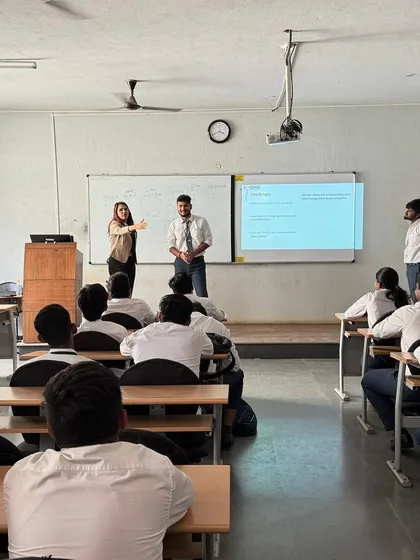 An interactive moment during a soft skills session with students. I believe in hands-on learning, getting participants to practice their presentation skills in a safe and supportive environment.