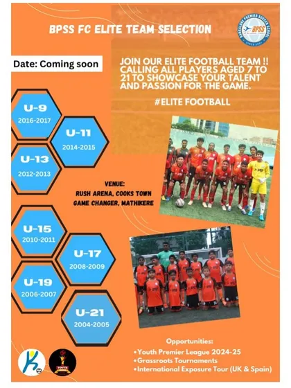 I offer a clear pathway for every player, from age 7 to 21. This flyer for our Elite Team Selections shows the structured age groups and the incredible opportunities available, including the Youth Premier League and international tours.