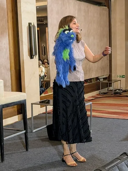 Performing with Jack at a show in Coimbatore. Our dynamic is a mix of my cheerful personality and his cynical humor, which audiences of all ages find entertaining.