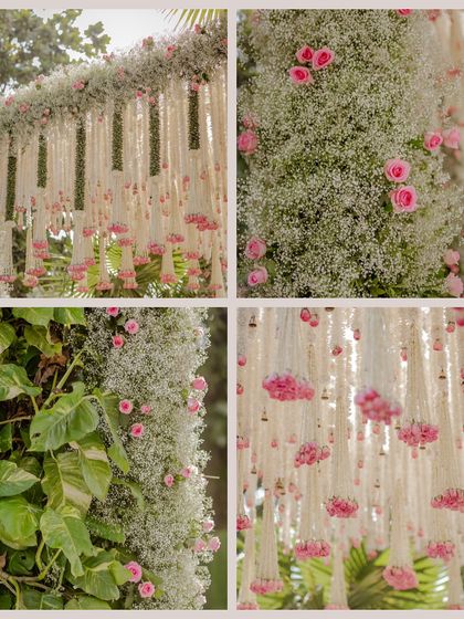 A collage of close-ups on the beautiful floral decor, highlighting the textures and colors.