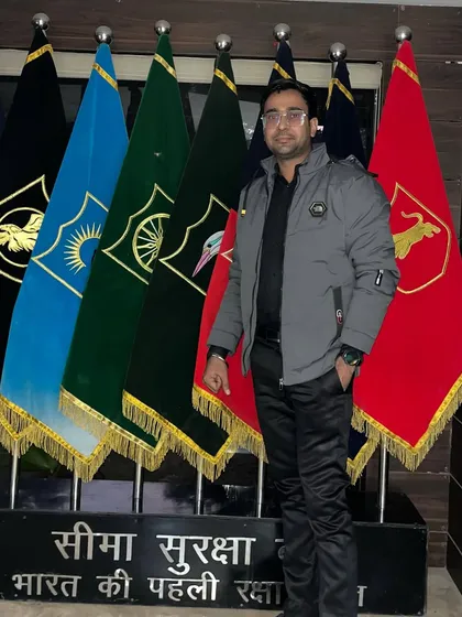 Standing with the flags of the Seema Suraksha Bal. Performing for our soldiers is a privilege.