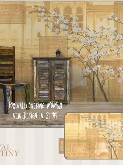 Another design from the 'Royal Destiny' collection, this one blends architectural elements with a delicate cherry blossom tree. It offers a soft, elegant take on traditional themes.
