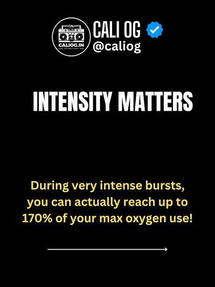 Intensity matters. During very intense bursts of exercise, your body can actually reach up to 170% of its max oxygen use, which contributes to a greater EPOC.