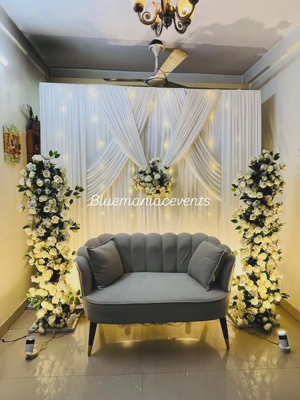 Another angle of the lit Roka setup, showcasing the spotlights and fairy lights working together to create a beautifully illuminated scene for evening events.