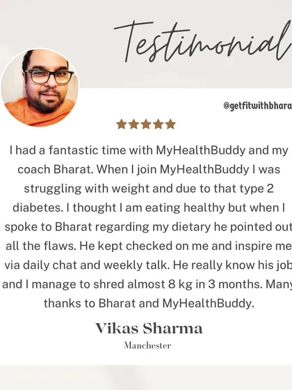 Vikas, who has type 2 diabetes, shredded almost 8 kg in 3 months. I pointed out the flaws in his diet and kept him inspired with daily chats and weekly talks.
