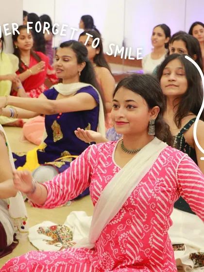 "Never forget to smile." A candid shot from our Hyderabad workshop, capturing the focus and joy on our students' faces as they learn the choreography.