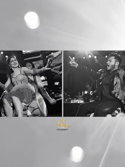 Pure joy and energy. The bride and groom having the time of their lives at their sangeet party, a moment of candid fun that we love to create.