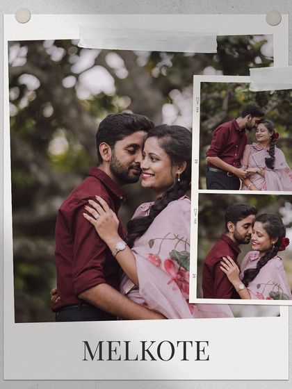 A duplicate of ID 330, this creative collage gives a vintage, polaroid feel to a couple's pre-wedding photos.