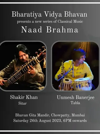 An alternate poster for the 'Naad Brahma' concert, highlighting the sitar-tabla duet.