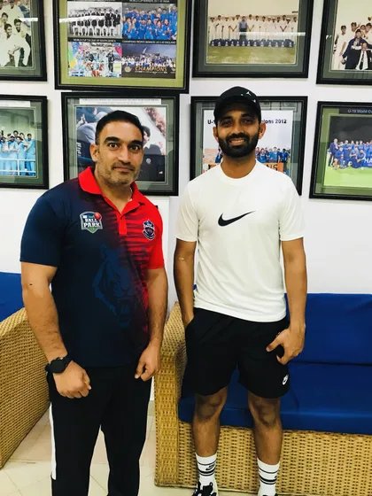 Meeting Ajinkya Rahane at the National Cricket Academy. It is always a pleasure to interact with players who have reached the highest level of the sport.