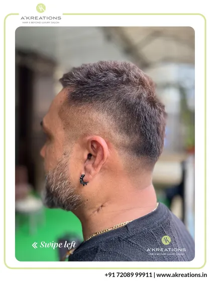 This clean, classic men's haircut features a subtle fade that tapers neatly at the neckline, offering a sharp and professional finish.