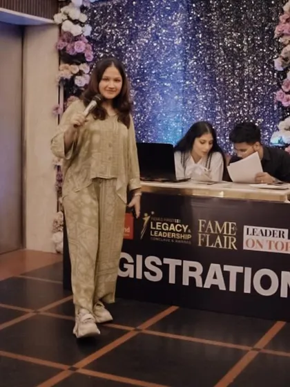 The registration desk at the Fame & Flair Award Ceremony, managed entirely by our Event Management students. This demonstrates their practical skills in event coordination and guest management.