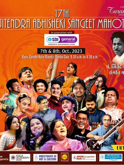 An invitation to the 17th Pt. Jitendra Abhisheki Sangeet Mahotsav in Goa.