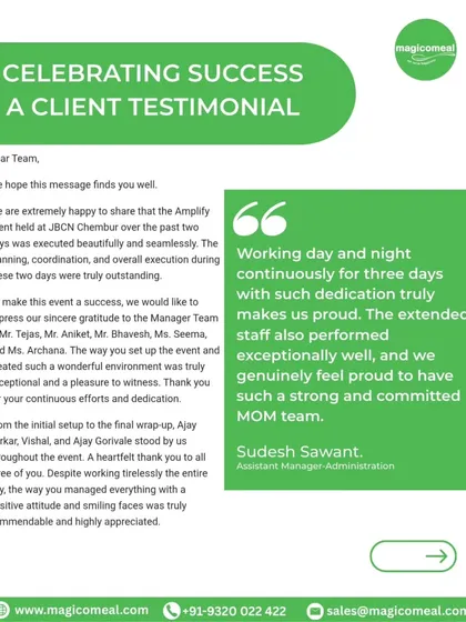 We are proud to receive such positive feedback from our clients. This testimonial from the JBCN Group highlights our team's dedication and exceptional performance during a multi-day event, proving our commitment to seamless execution.