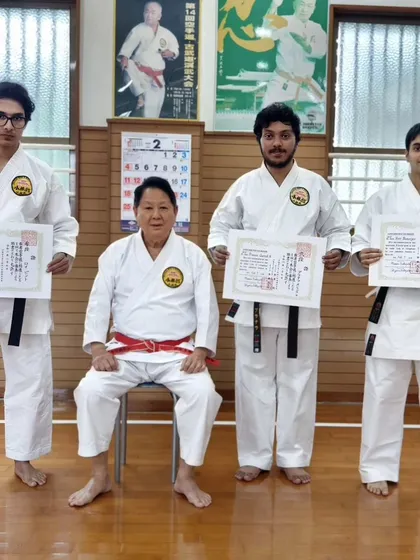 I am incredibly proud of my senior students who traveled to Okinawa and successfully earned their Dan ranks directly from Hanshi Minoru Nakazato. This is the culmination of years of dedicated training and the highest honor for a practitioner.