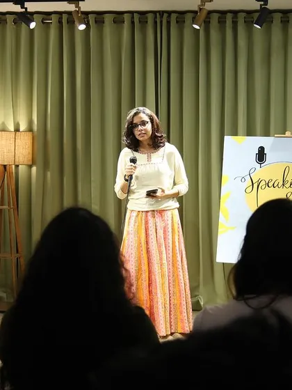 A performer commands the stage during her set at our studio.